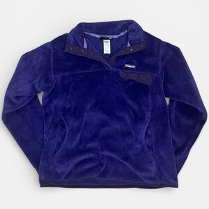 Patagonia Re Tool Half Snap Pullover Womens L Purple High Pile Fleece Pockets